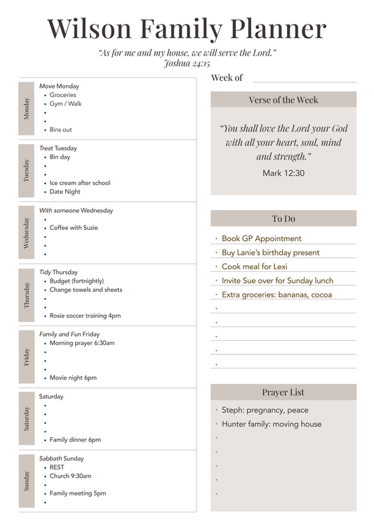 Faith-Filled Family Planner - A3 Printable PDF