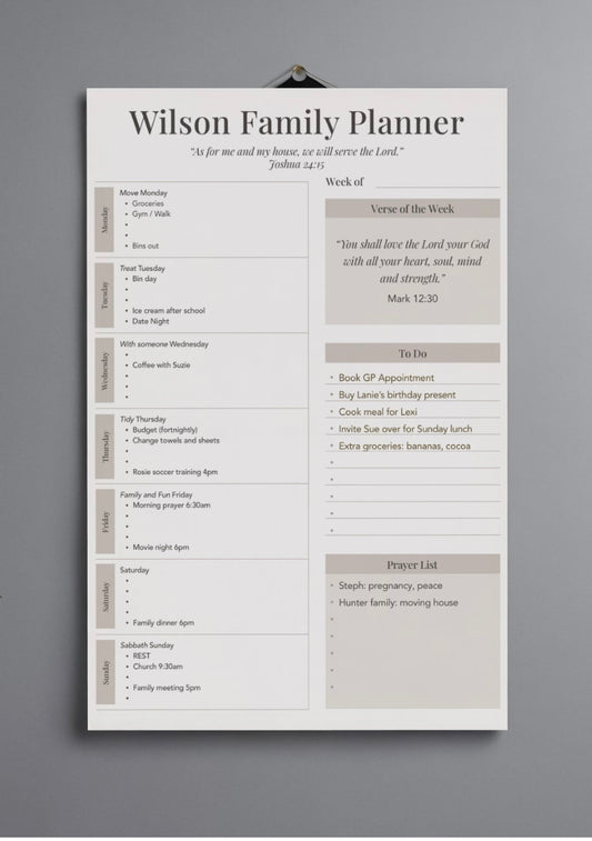 Faith-Filled Family Planner - A3 Printable PDF